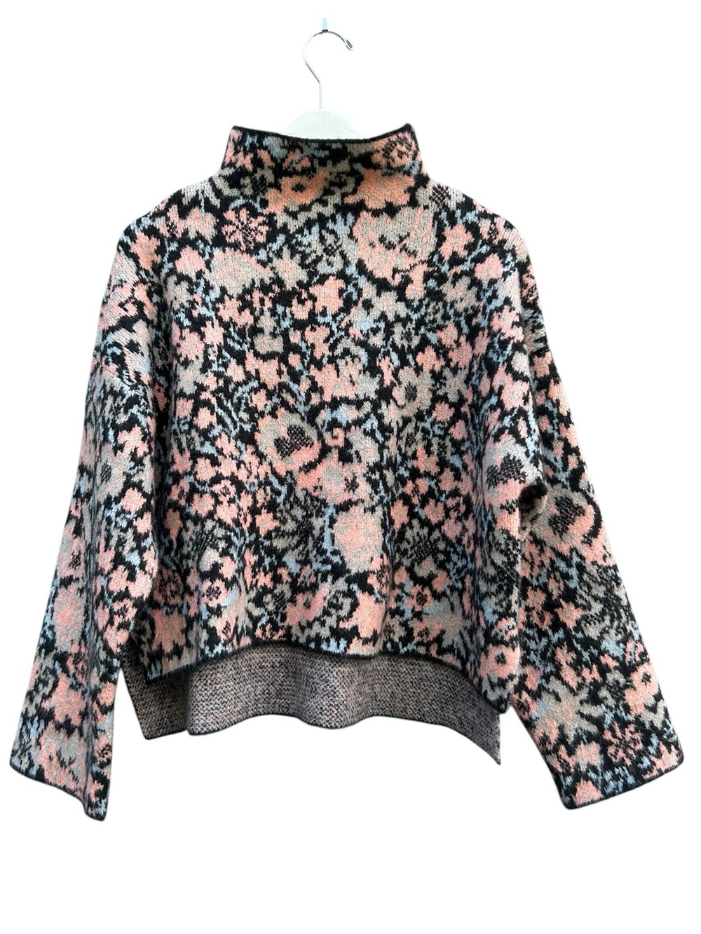 Zara floral knit jacquard sweater